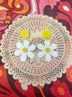 Yellow/White 1960s/1970s inspired flower earrings