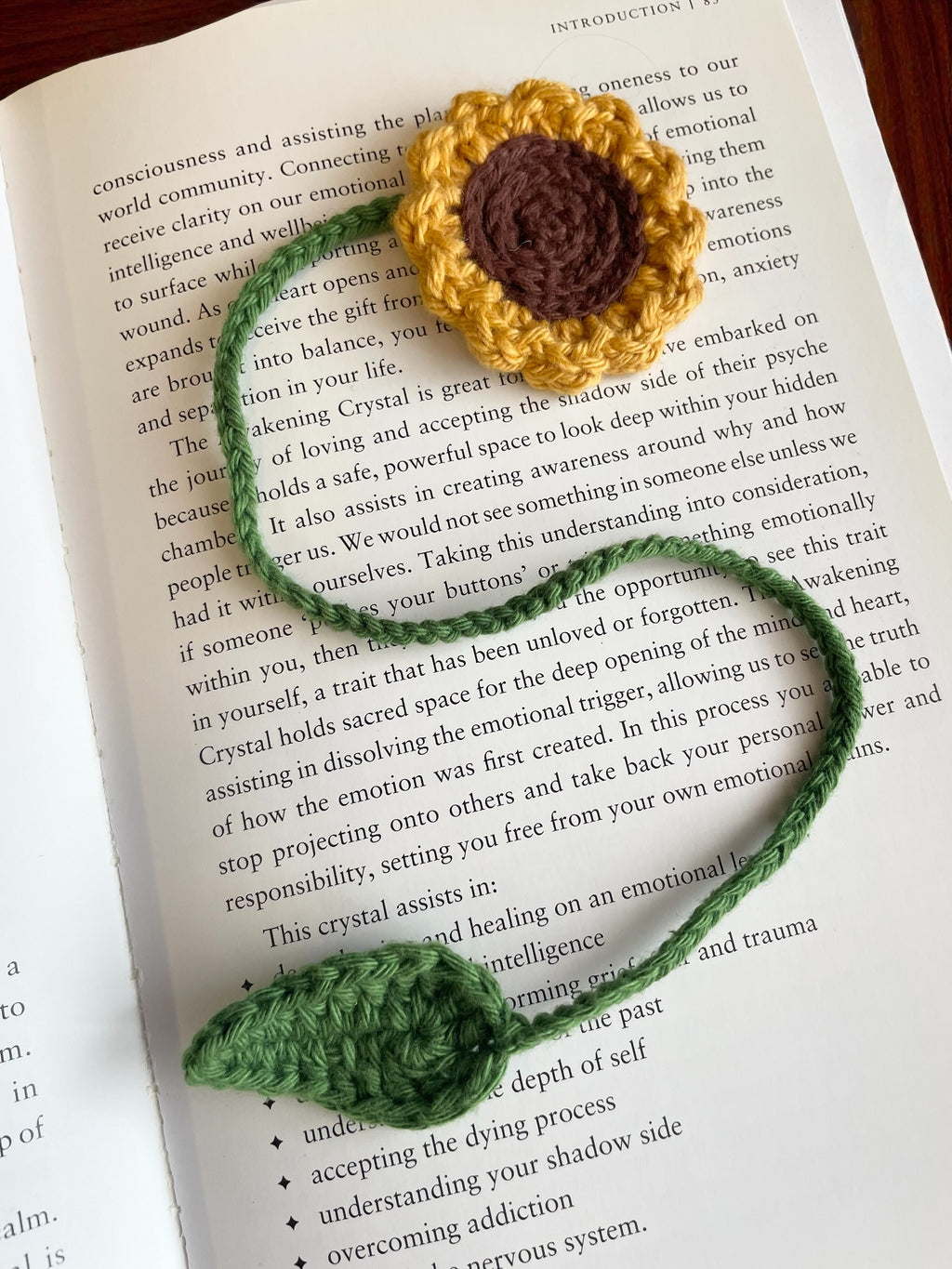 Sunflower bookmark in deep green