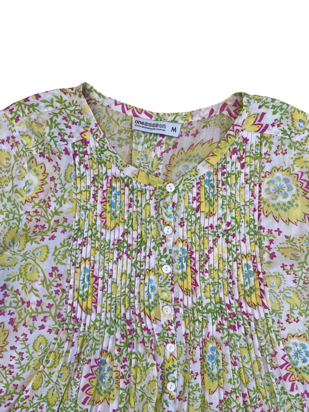 Cotton 3/4 sleeve Lime Floral Blouse