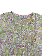 Cotton 3/4 sleeve Lime Floral Blouse