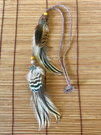 Feather & Hemp Hair Extension - Double Stranded Brown mix/Dragonfly