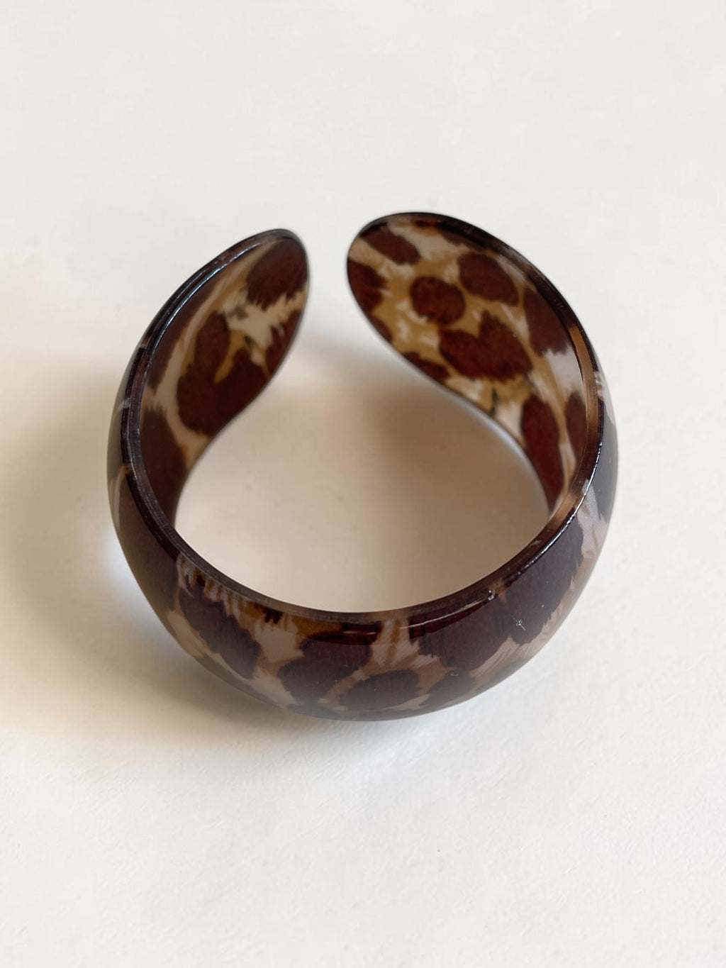 Chunky Leopard Print Acrylic Cuff Bracelet - Wide Resin Animal Print Bangle