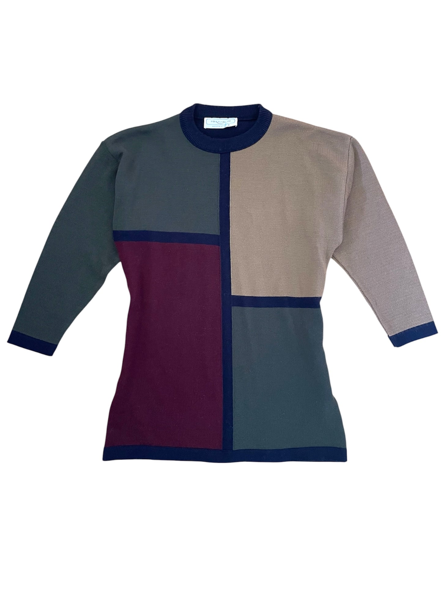 Colour Block Vintage 90s Knit Jumper