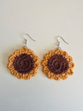 Handmade Crochet Sunflower Dangle Earrings