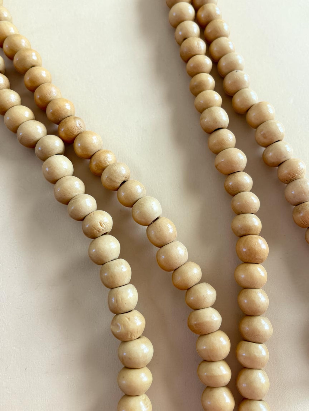 Wooden bead long necklace - Natural