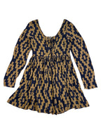 Brown & Black Geometric Print L/S Mini Dress