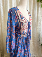 Dreamcatcher Bohemian Style Blue Paisley Print LS Dress – Sz 8
