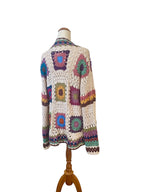 Mojo Moon Crochet Retro Cotton Cardigan Multicolour