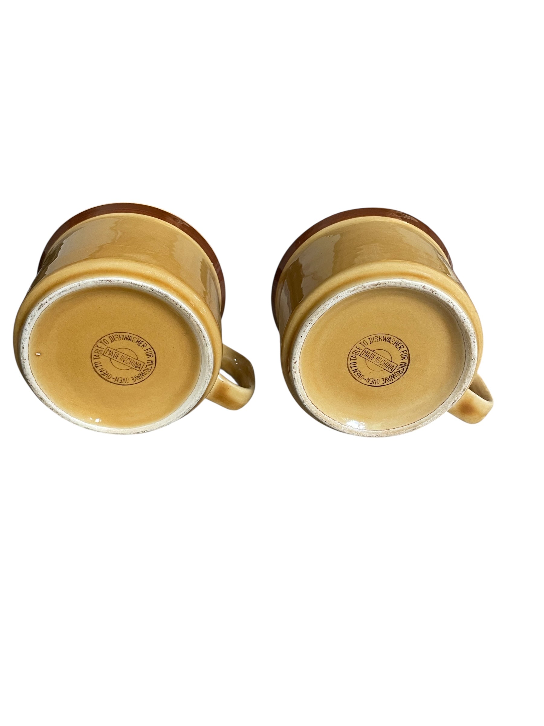 Set of 2 Vintage Ginger Stoneware Coffee Cups