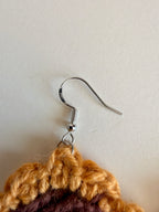 Handmade Crochet Sunflower Dangle Earrings