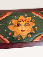 Authentic 1990s Vintage Celestial Wooden Box Hand Painted Sun Moon Star