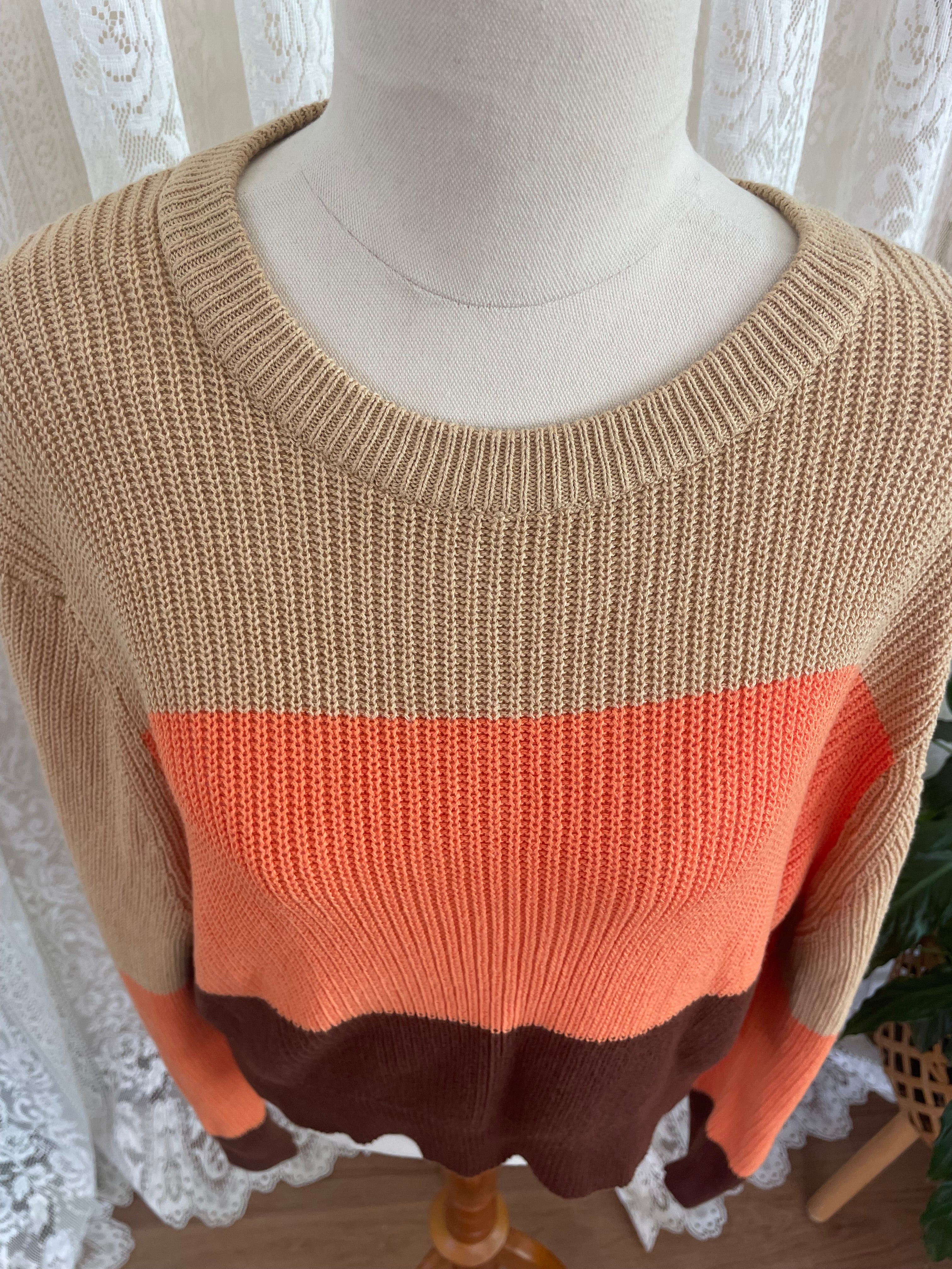 Loose fit retro colour sweater