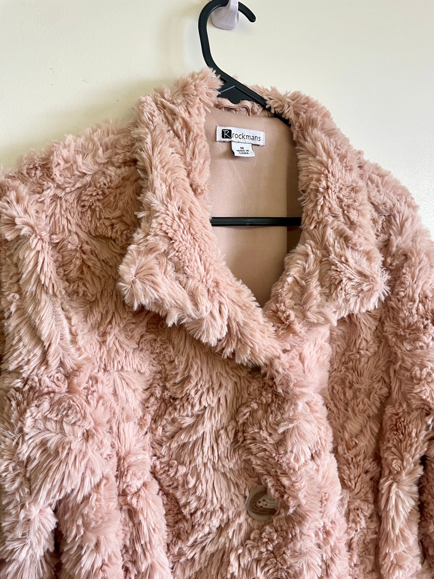 Dusty Pink Faux Fur Jacket Sz 10