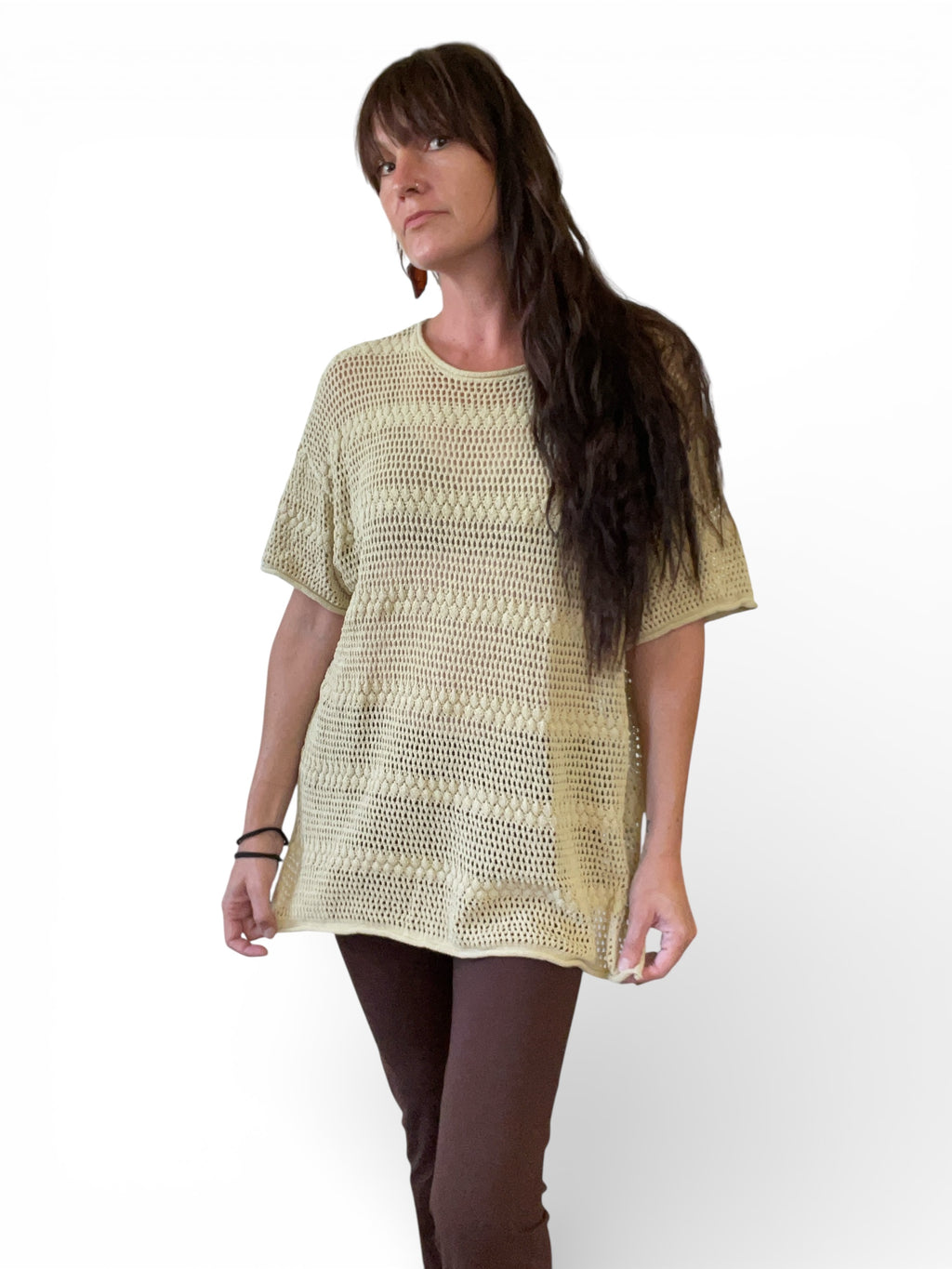 Pre-Loved Beige mesh top - Sz L