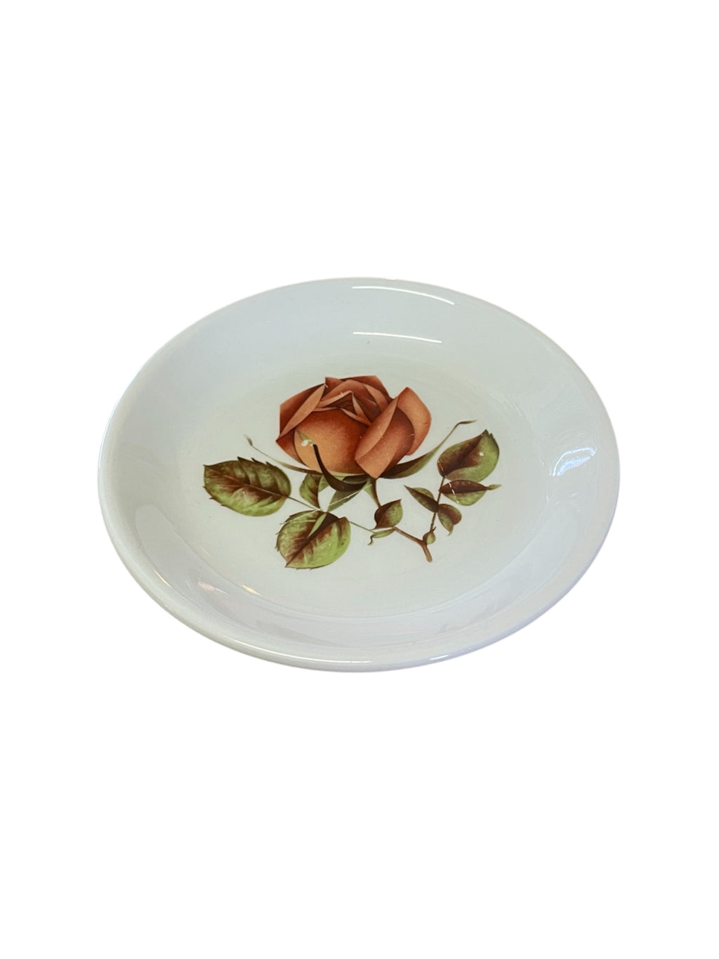 Red Rose Bowl and Trinket Dish Set of 2 VTG