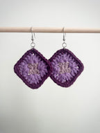 Crochet Little Square Earrings - Purple Tone