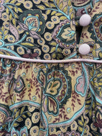 Vintage Joyce Ewing-Bradley Paisley Midi Dress – Ruffle High Neck Boho Smock - Sz 16