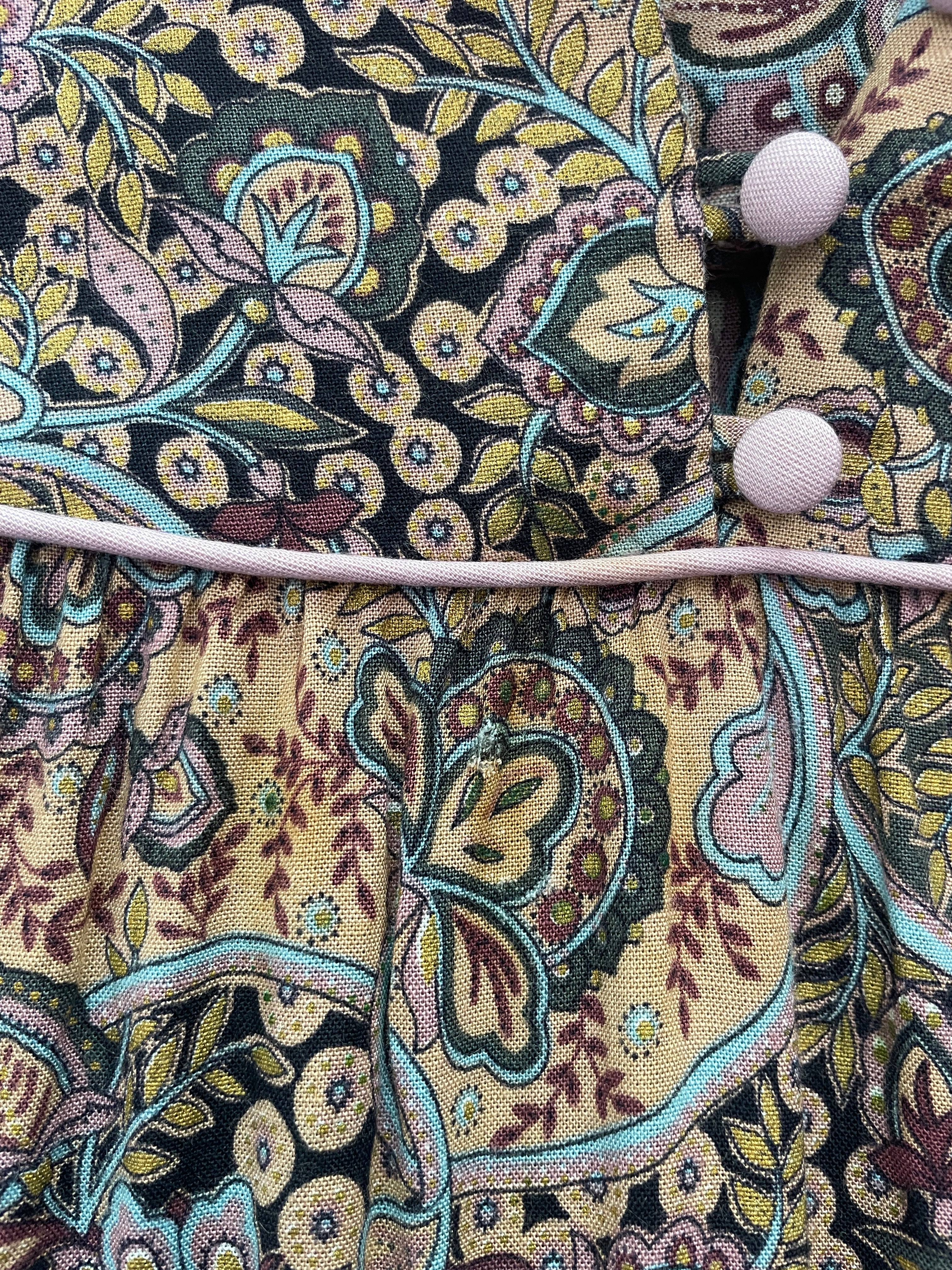 Vintage Joyce Ewing-Bradley Paisley Midi Dress – Ruffle High Neck Boho Smock - Sz 16