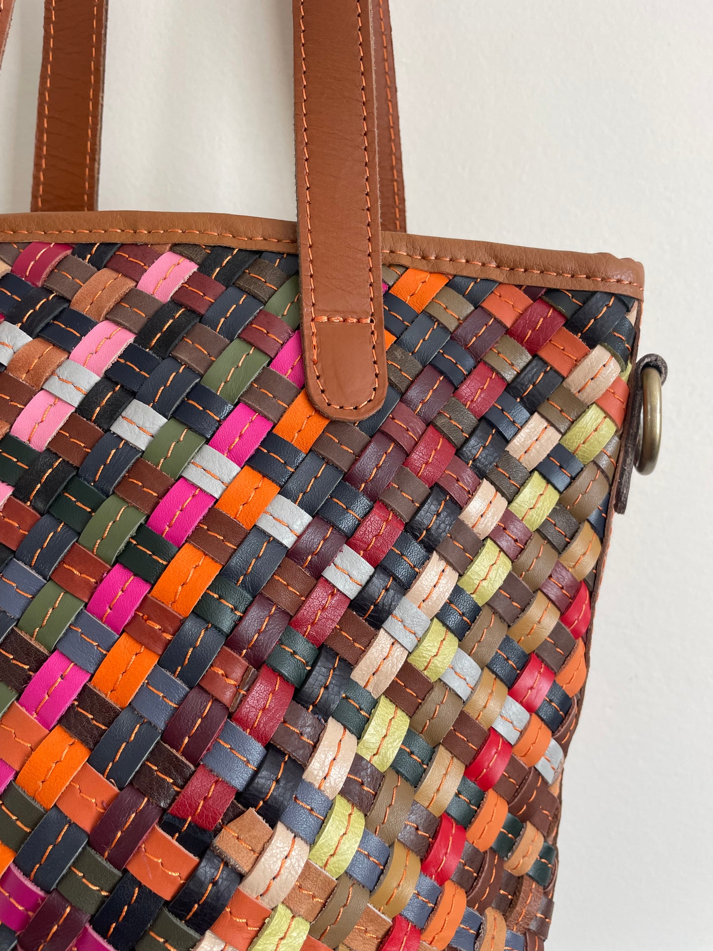 Woven Leather Patchwork Handbag