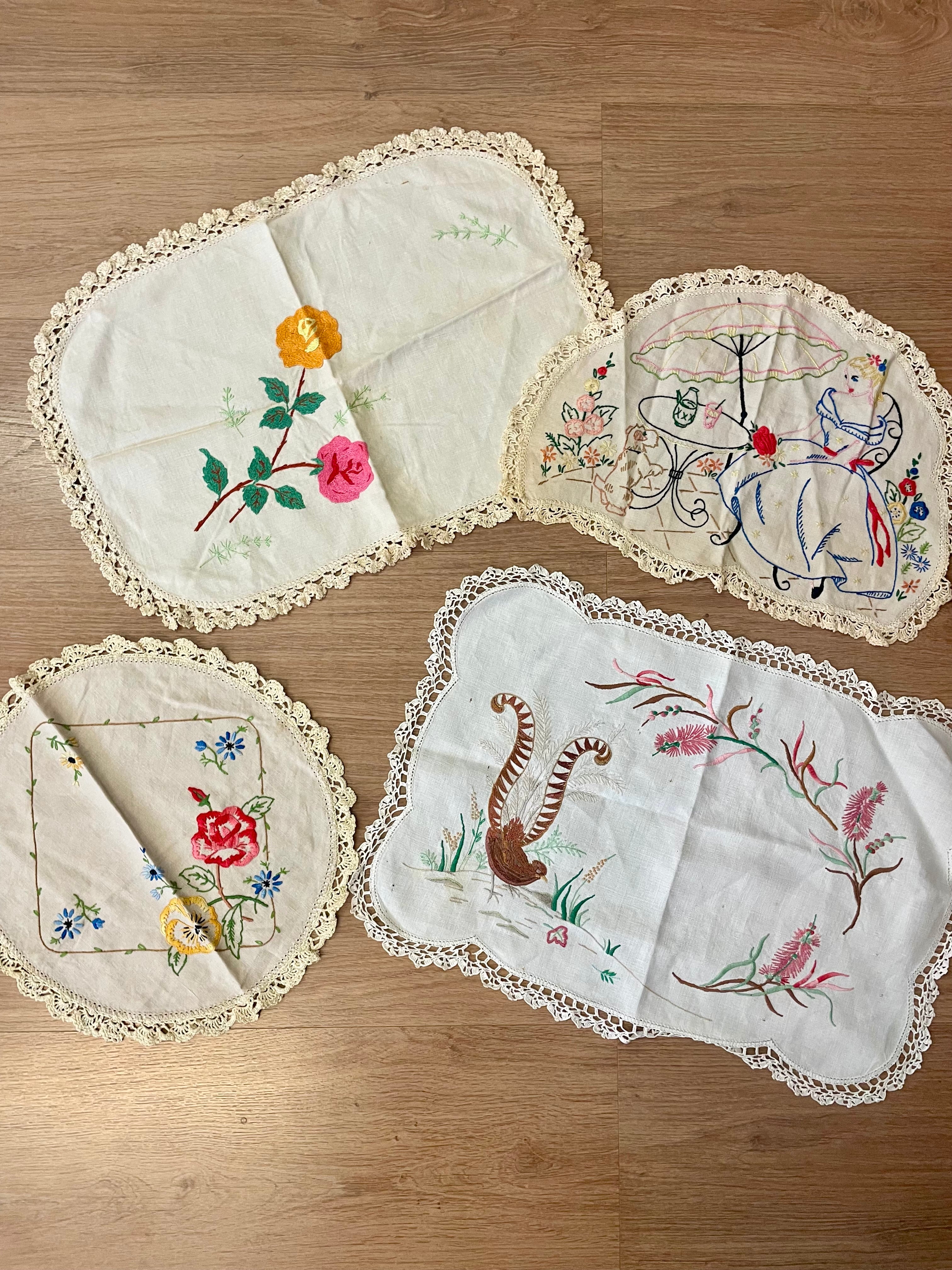 Bulk Lot 13 Vintage Doilies & Table Cloth