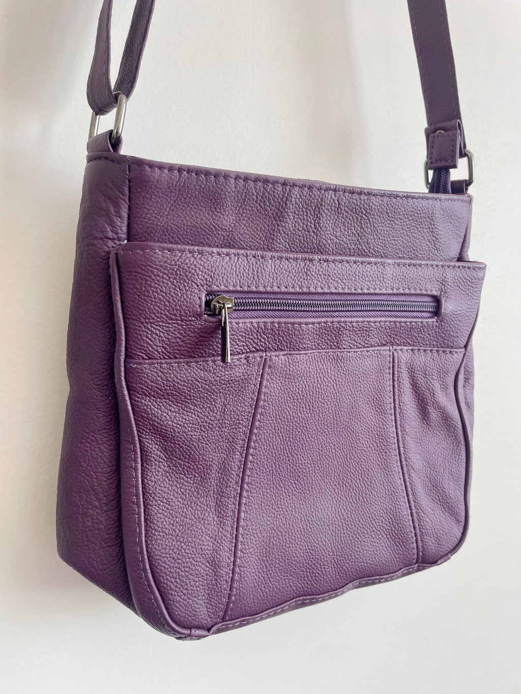 Purple Faux Leather Saddle Shoulder Bag