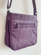 Purple Faux Leather Saddle Shoulder Bag