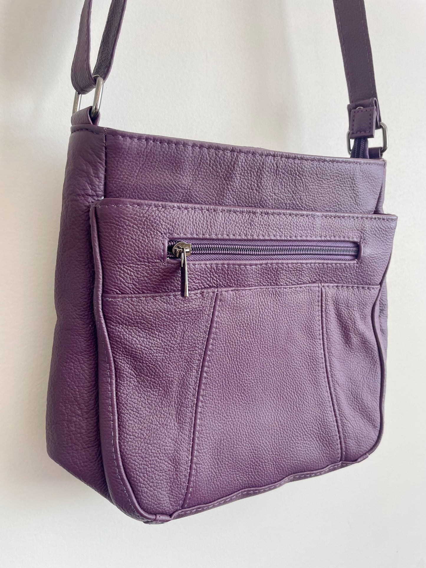 Purple Faux Leather Saddle Shoulder Bag