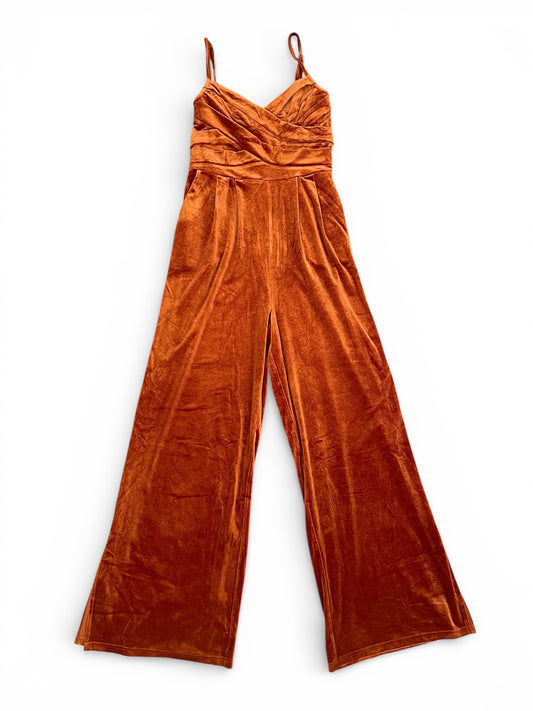 Burnt Orange Velvet Jumpsuit - Sz L