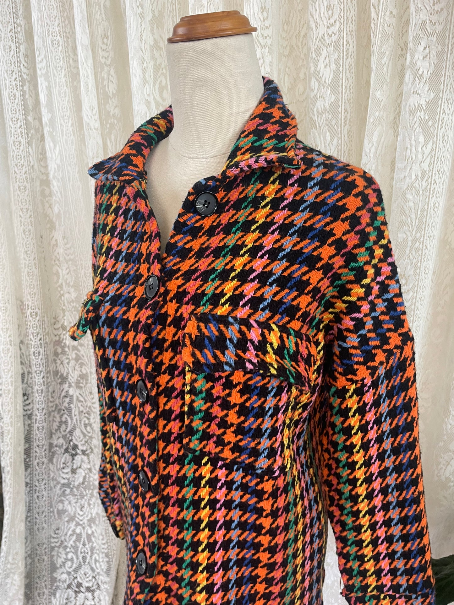 Vibrant Houndstooth Style Shacket