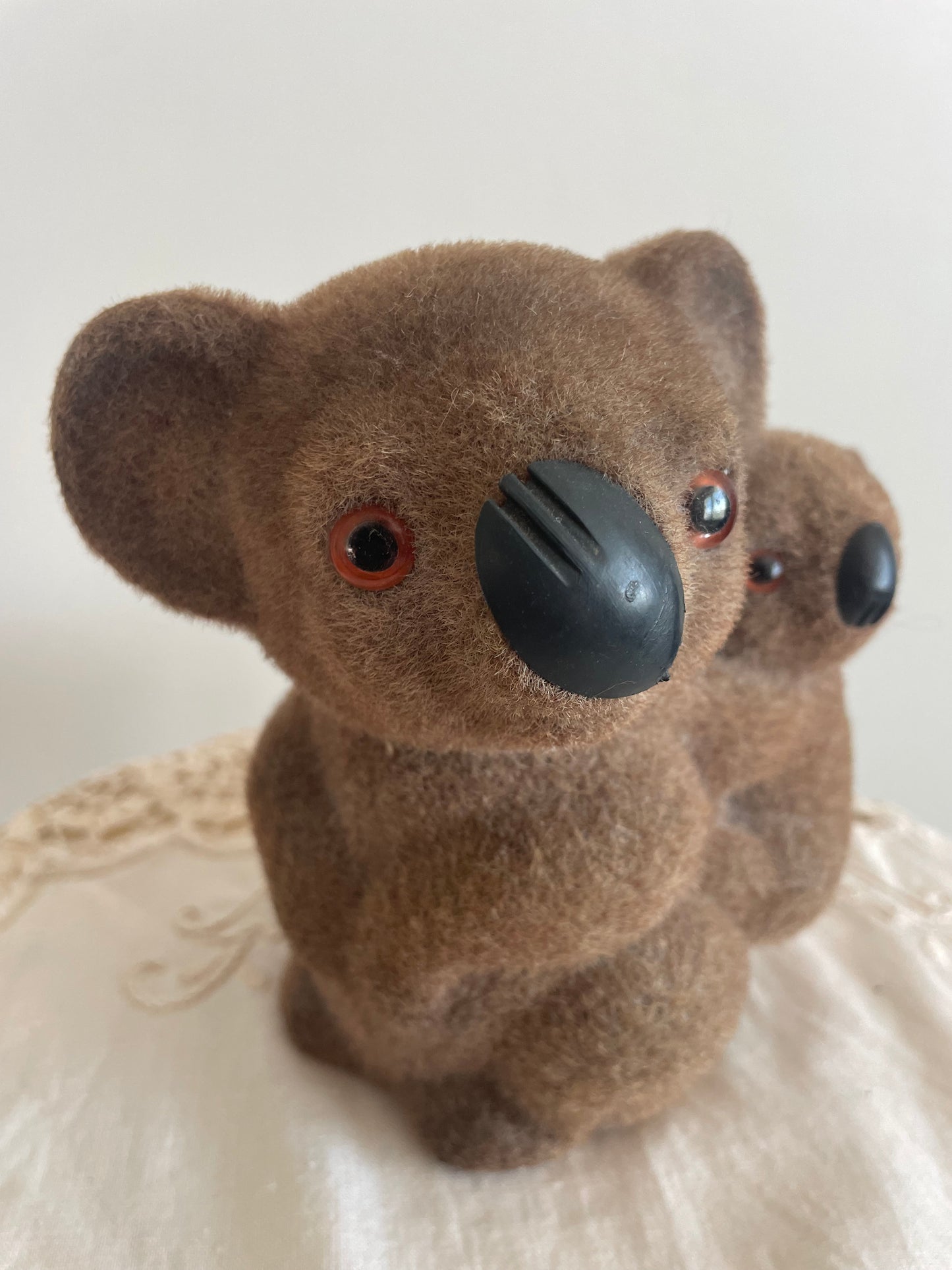 60s/70s Flocked Koala & Baby Money Box