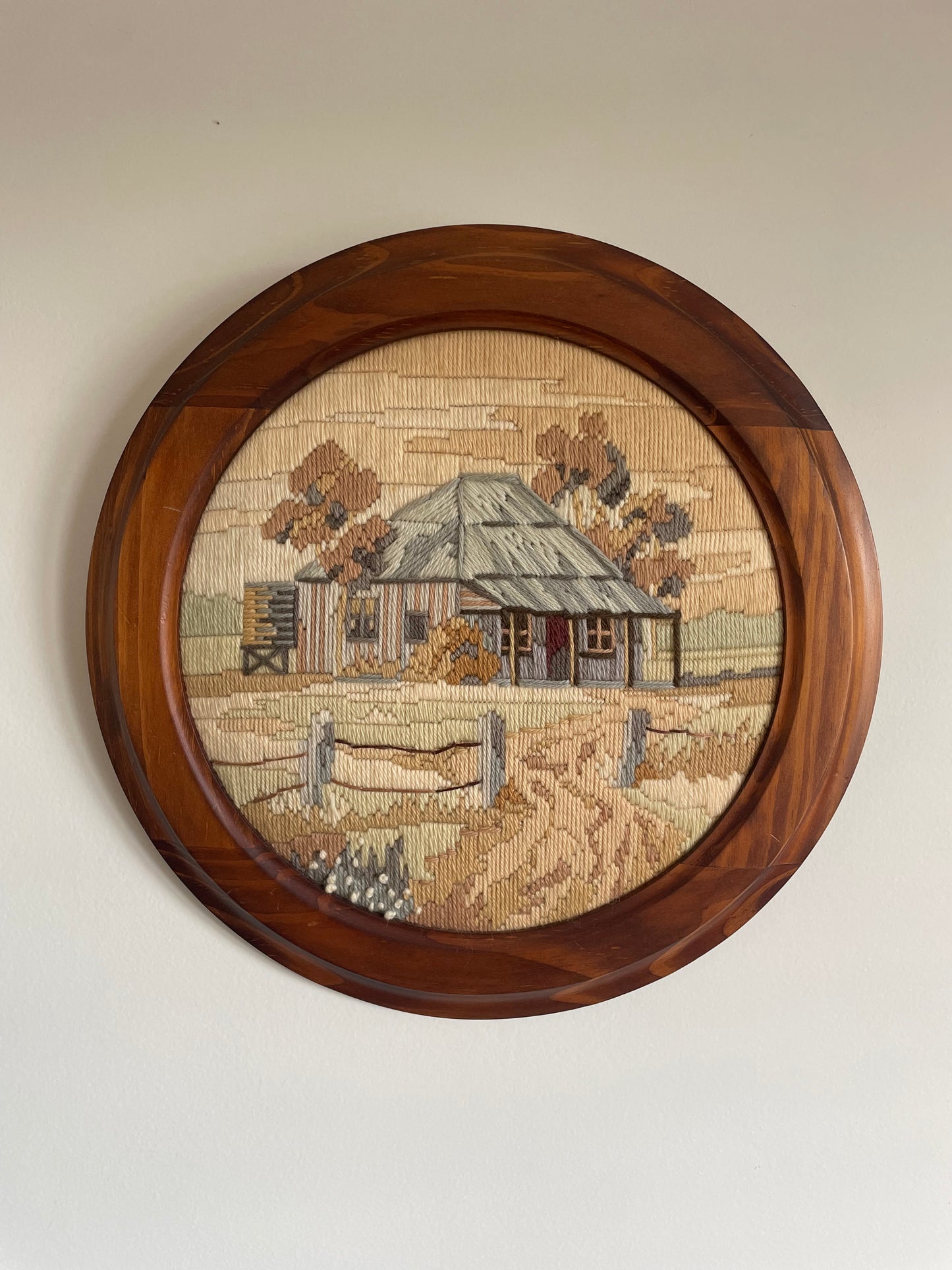 Framed Vintage “The Old Homestead” Needlework