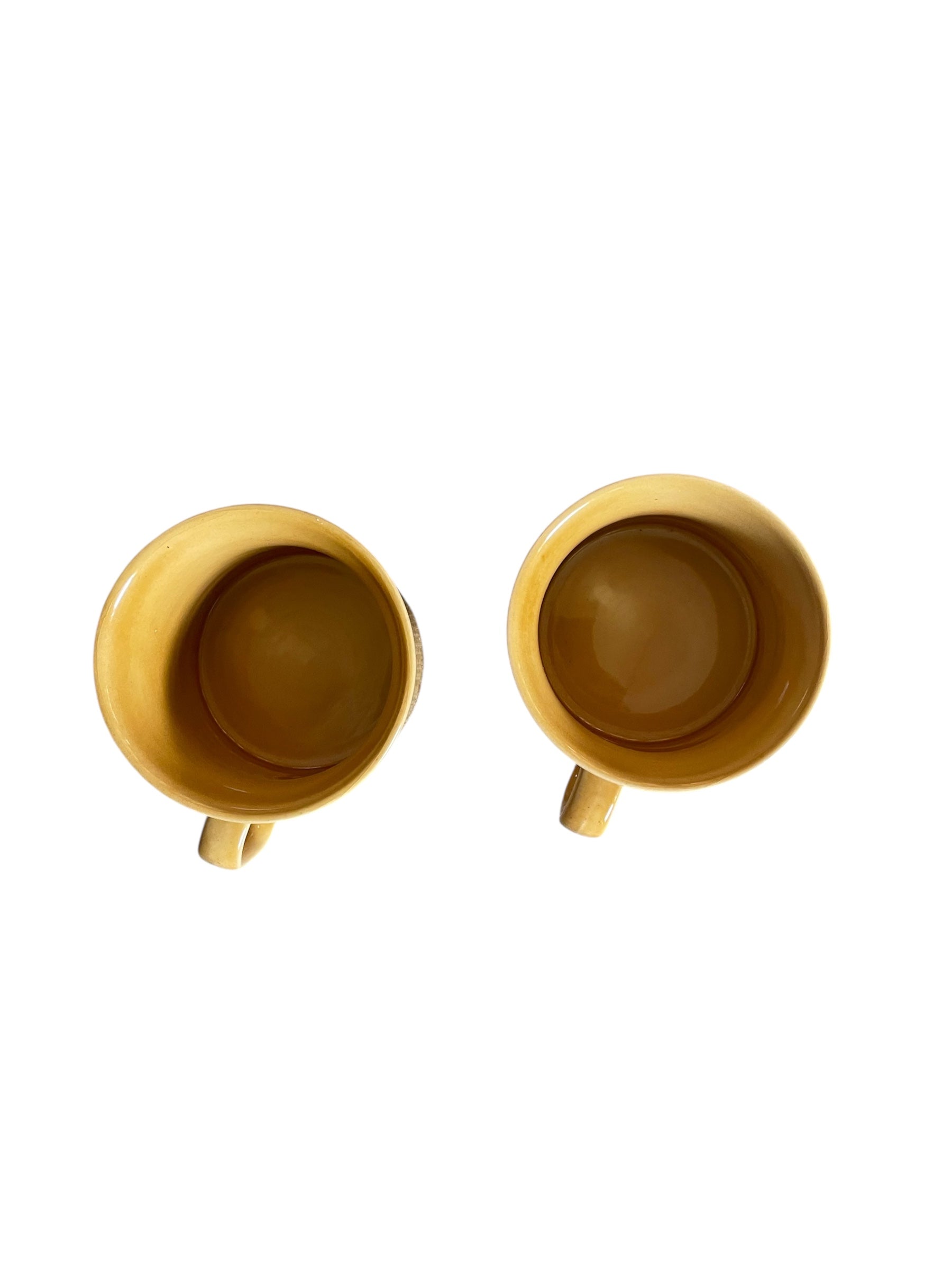 Set of 2 Vintage Ginger Stoneware Coffee Cups
