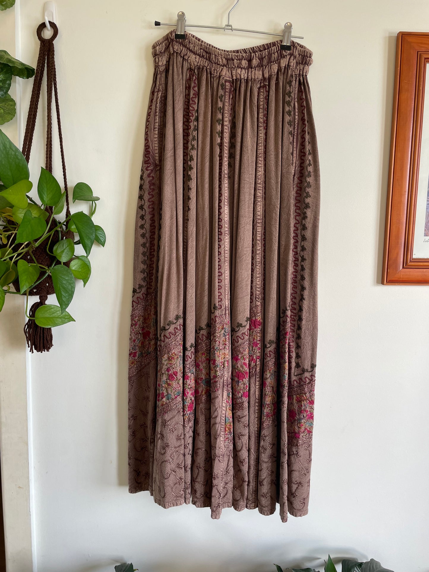Indian Embroidered & Patch Maxi Skirt