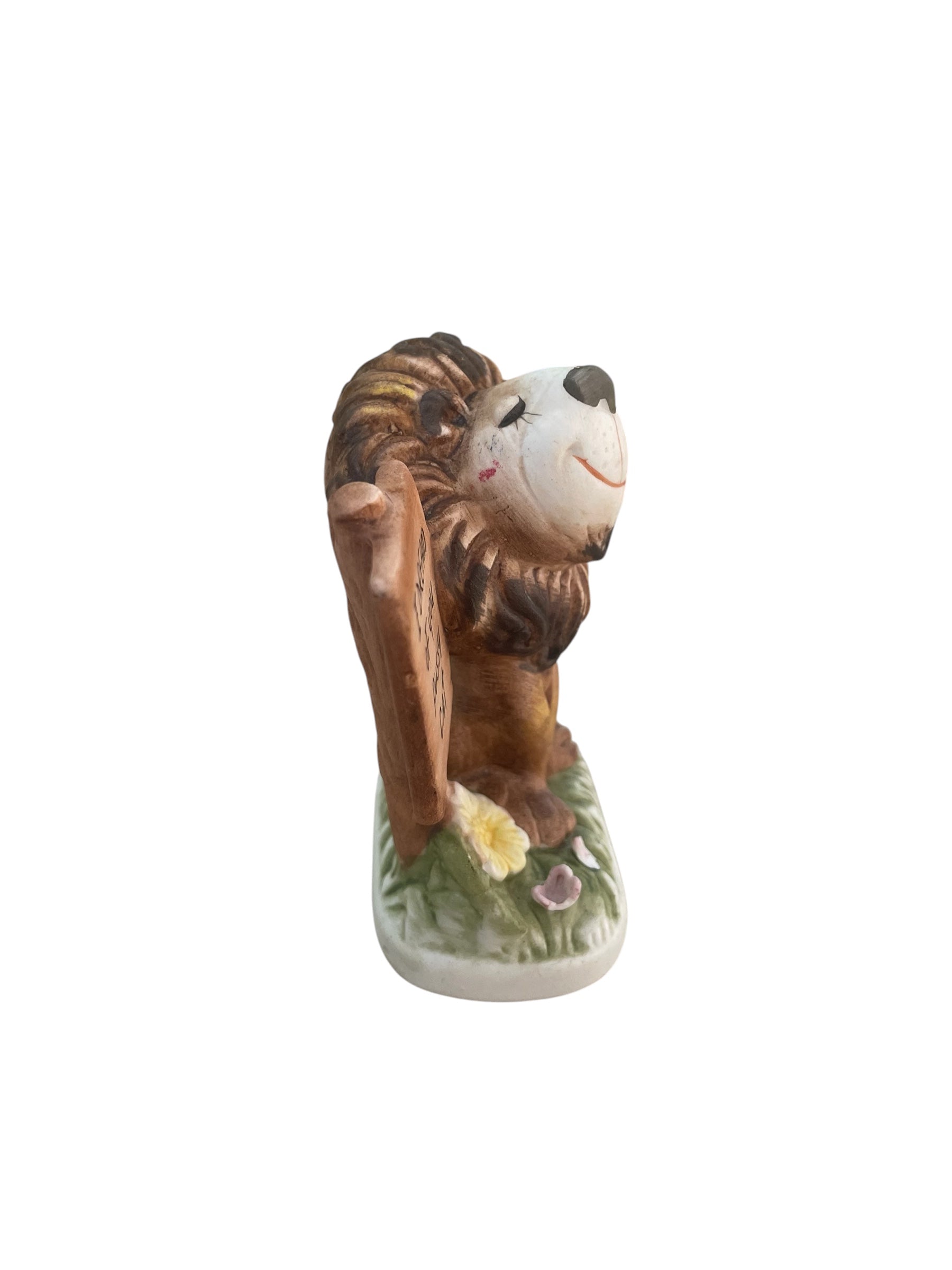 Vintage Kitsch Ceramic Lion with sign