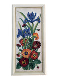 Vintage Iris and Pansy Cross Stitch Wall Art in Frame D’art