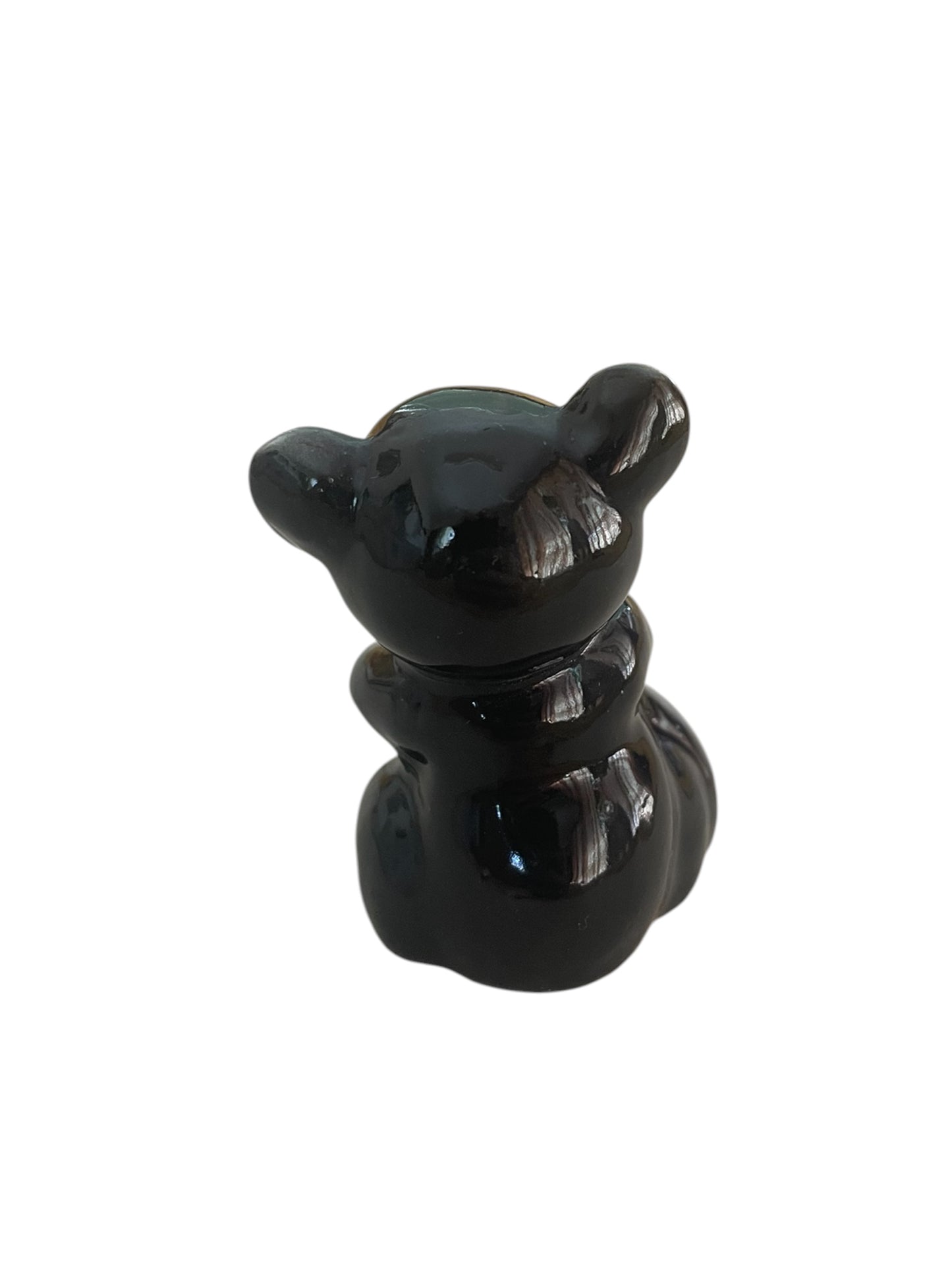 Ceramic Vintage Mini Panda with Fish Figurine Kitsch Japan