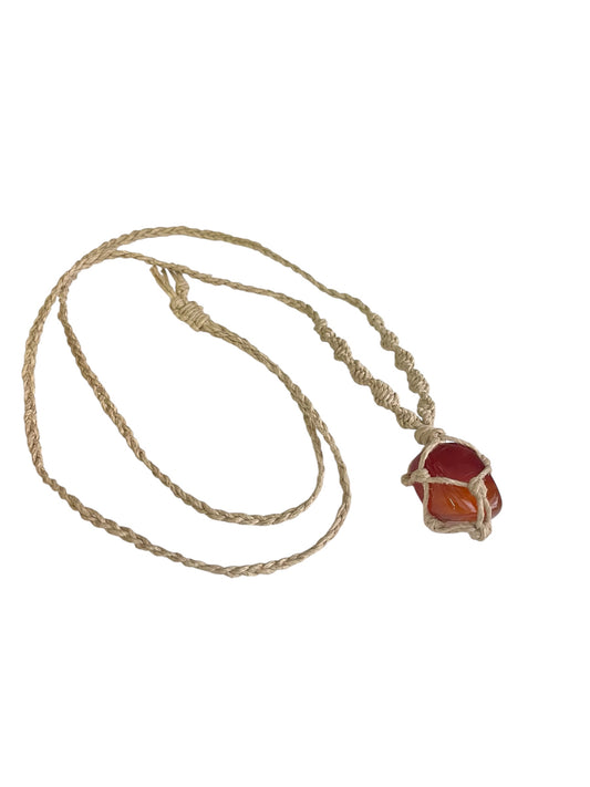 Hemp Necklace with Carnelian Tumble