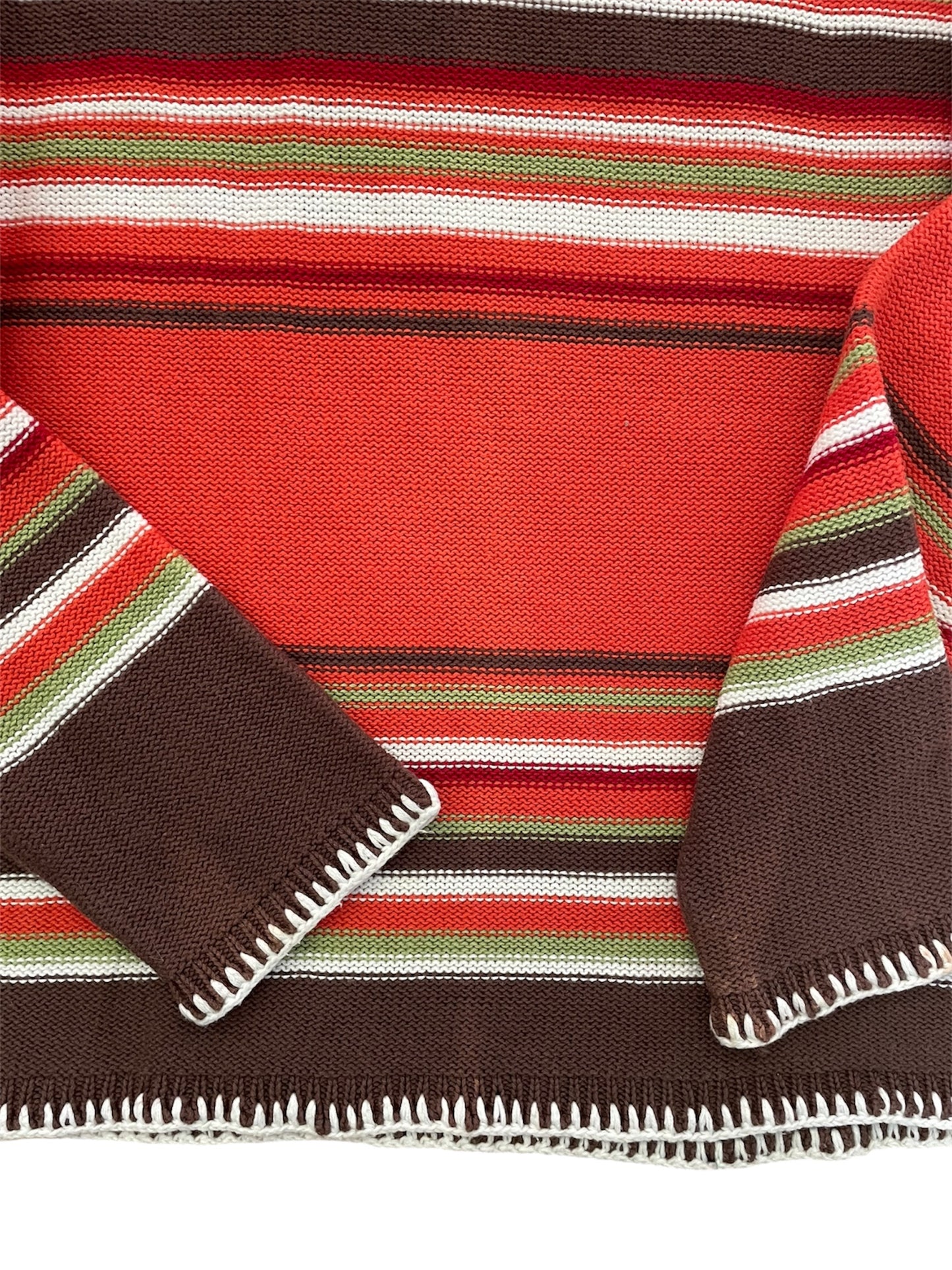 Retro style Y2K orange & brown striped cotton jumper