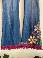 Upcycled Hand Embroidered Patchwork Jeans