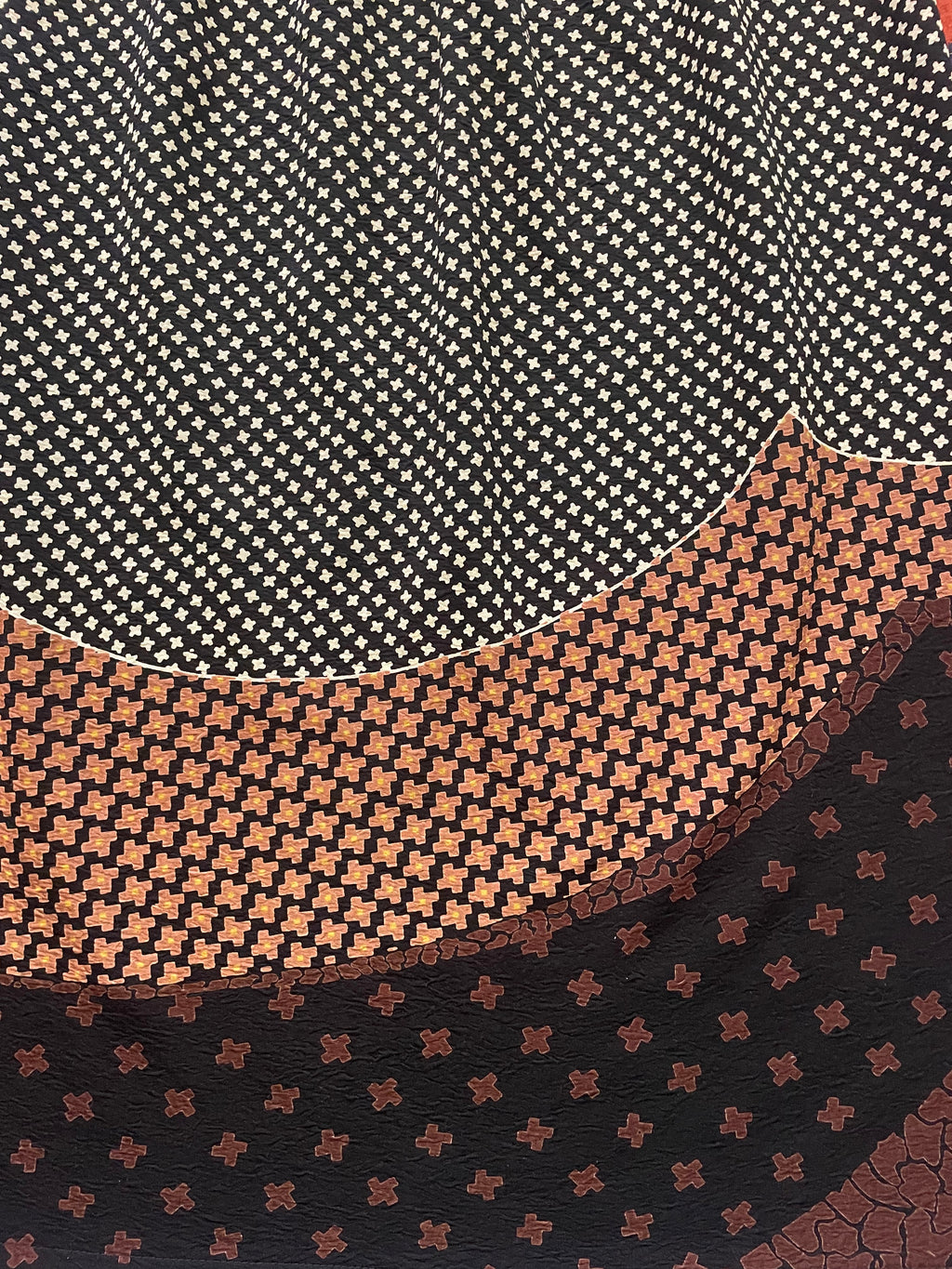 VTG 3/4 Brown & Black pattern skirt