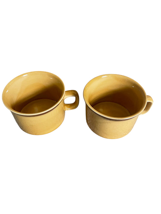Set of 2 Vintage Ginger Stoneware Coffee Cups
