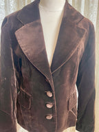 Vintage 90s N&B Classic Brown Velvet Blazer (Made in Spain) - Size AU 12