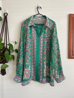 Retro Paisley Button up Blouse Sz 12