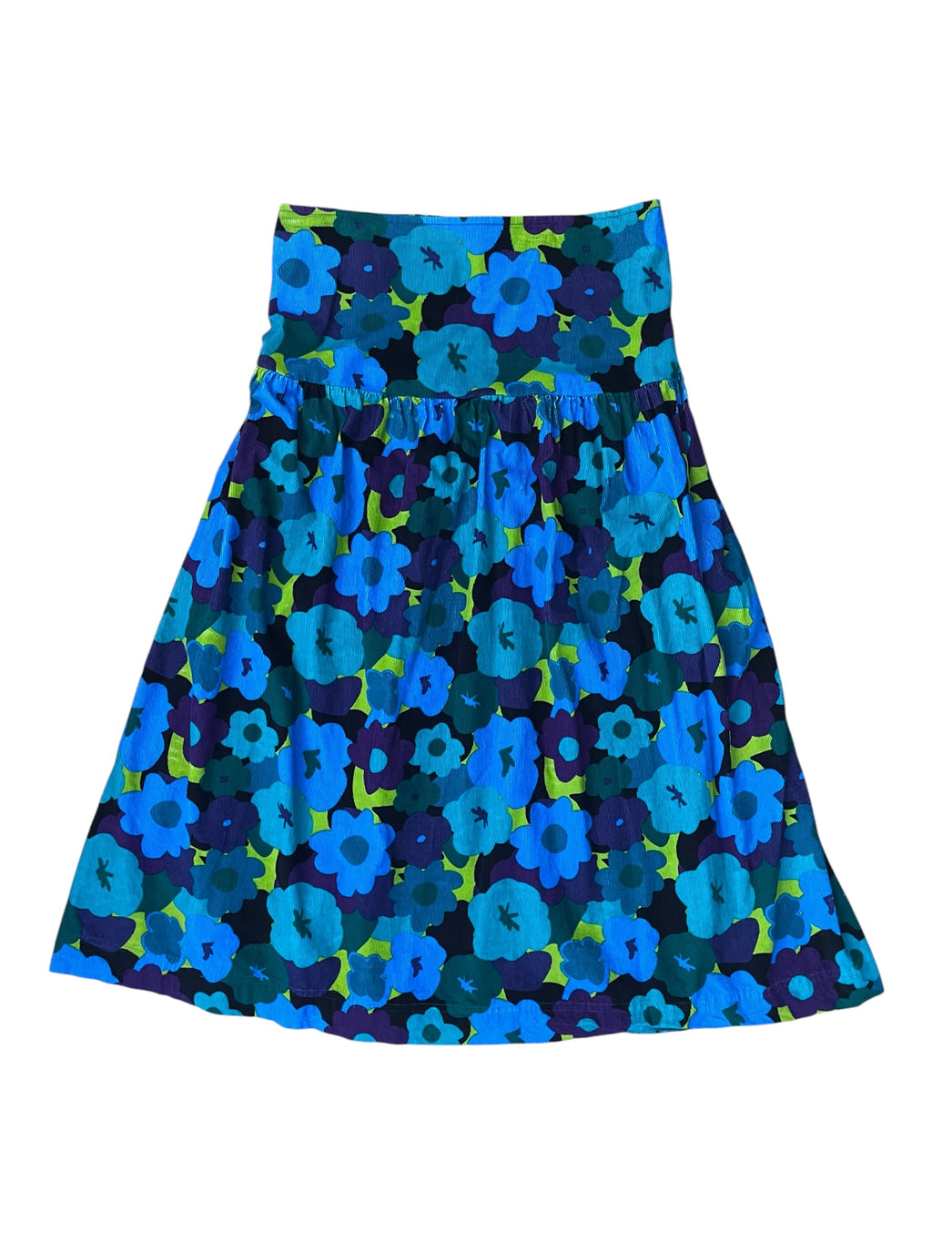 Corduroy Retro Print Floral Maxi Skirt