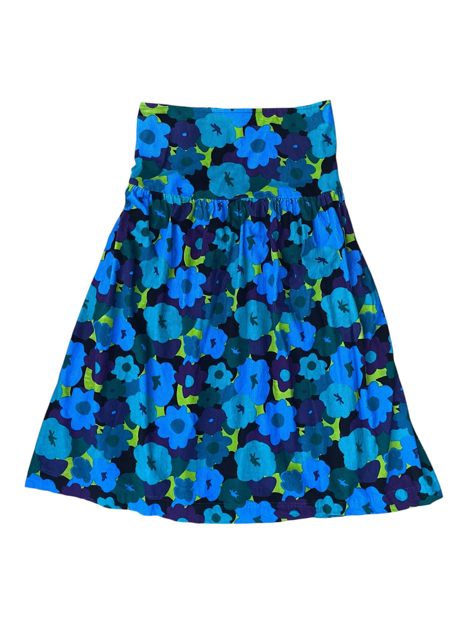 Corduroy Retro Print Floral Maxi Skirt