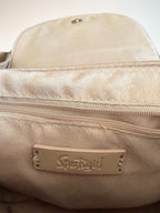 Sportsgirl Boho Faux Suede Saddle Crossbody Bag Whipstitch Detail Beige