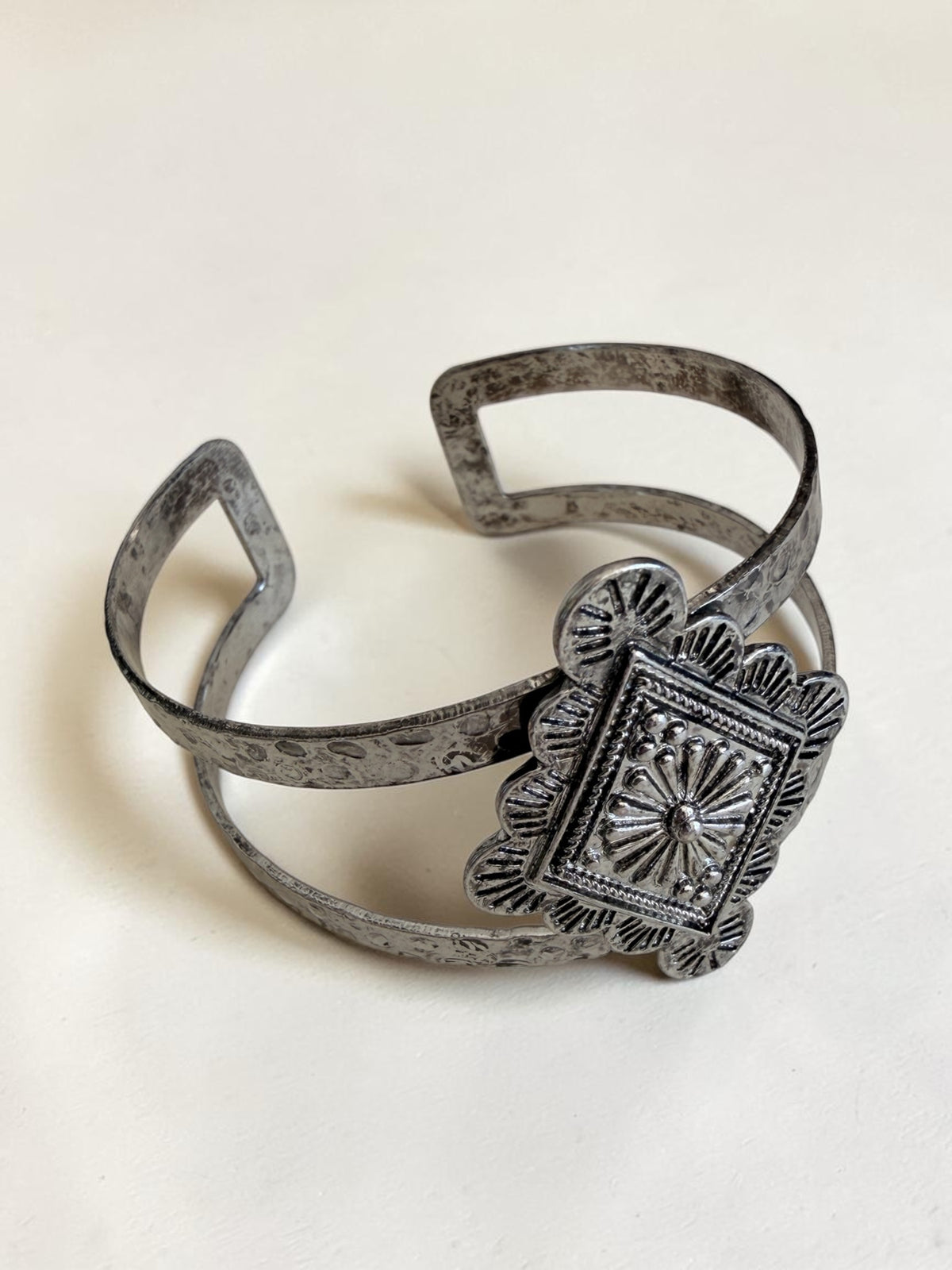 Boho Silver Statement Cuff Bracelet - Tribal Western Arm Bangle