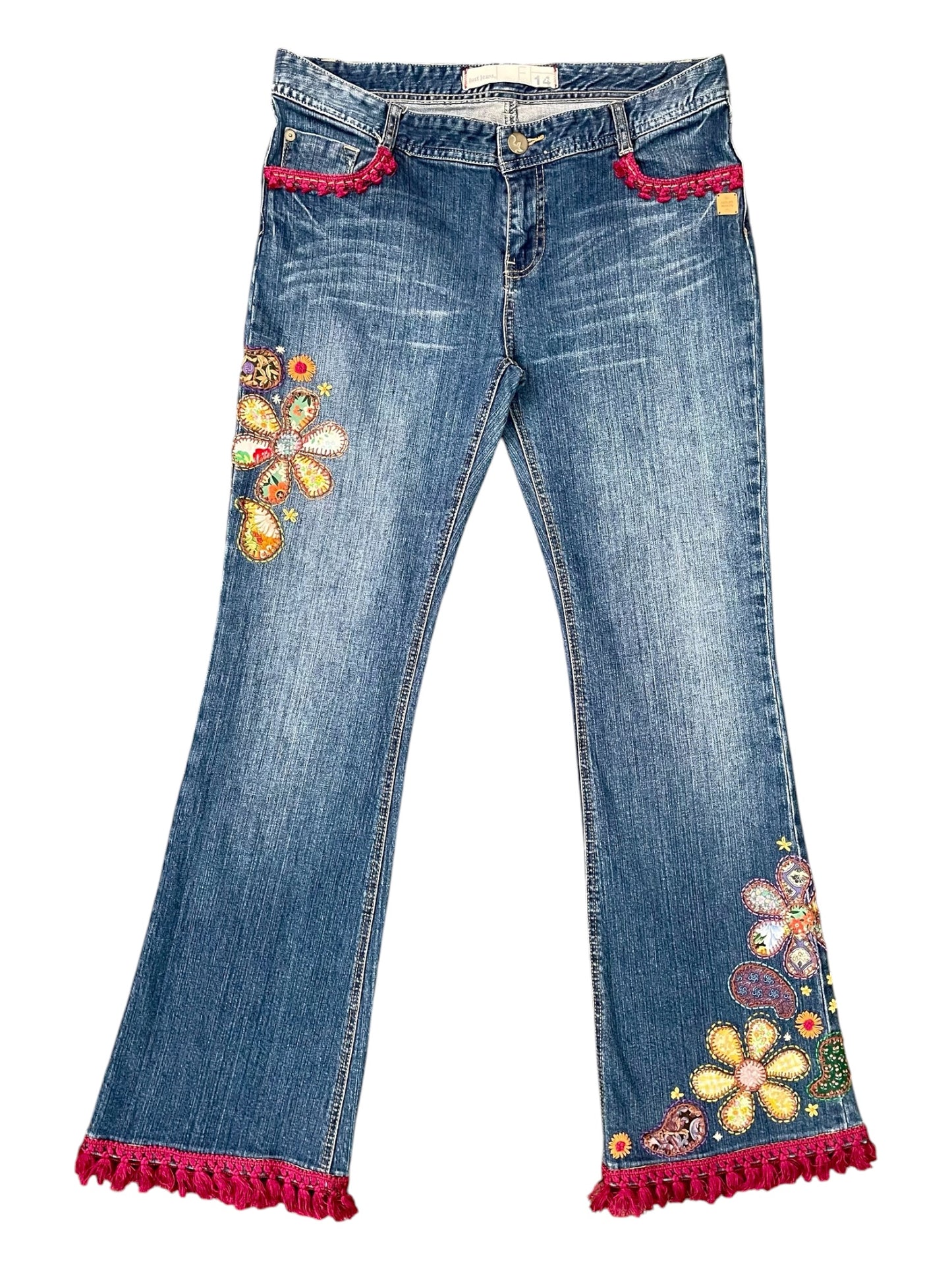 Upcycled Hand Embroidered Patchwork Jeans