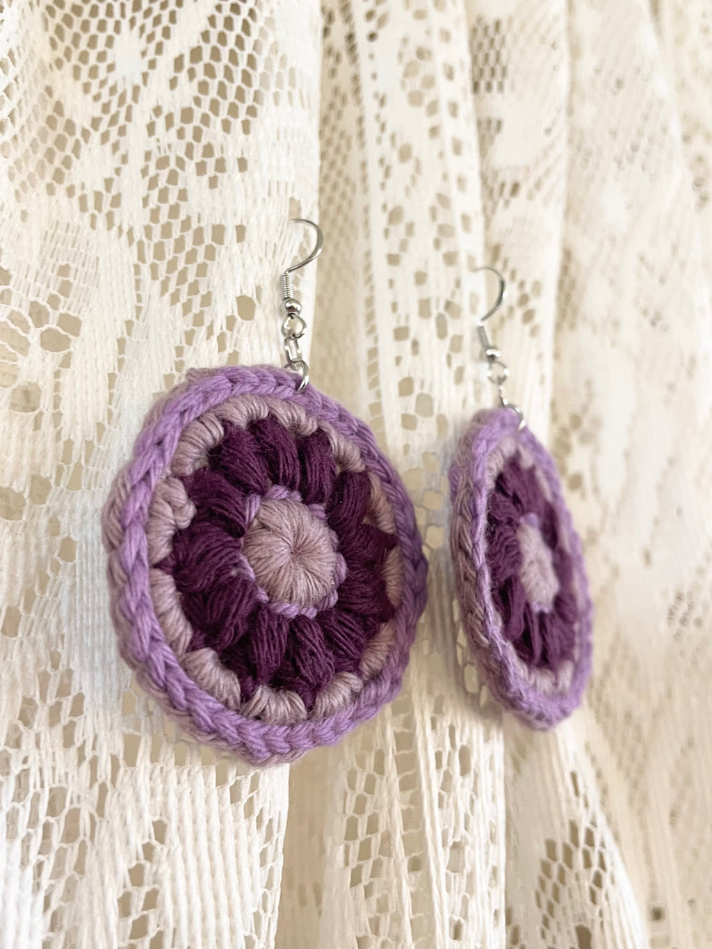 Crochet Mojo Moon Circle Earrings - Purple