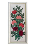 Vintage Carnations completed cross stitch in Frame D’art